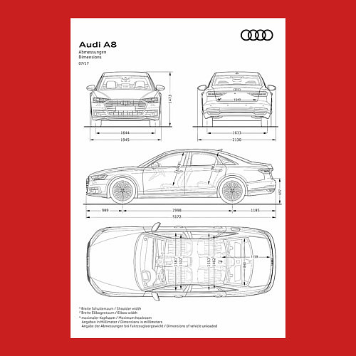 Мужской свитшот Audi A8 / Красный – фото 3