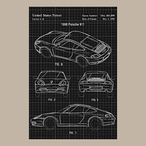 Мужской свитшот Porsche 911 автомобиль чертеж / Миндальный – фото 3