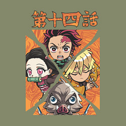 Свитшот хлопковый мужской Тандзиро Незуко Инозука и Зеницу Клинок рассекающи, цвет: авокадо — фото 2