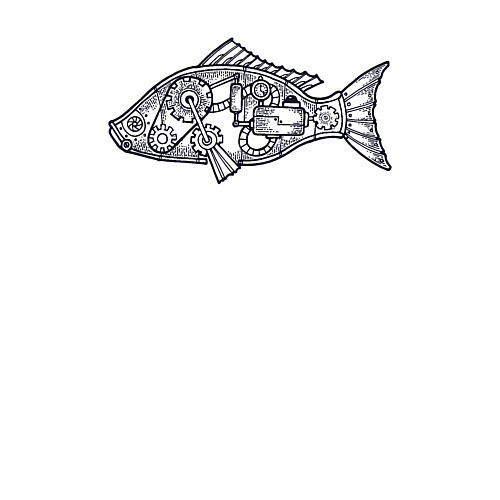 Мужской свитшот Механическая рыба / Белый – фото 3