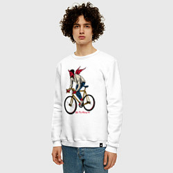 Свитшот хлопковый мужской Демон велосипедист, цвет: белый — фото 2