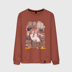 Свитшот хлопковый мужской Волчица и пряности Холо арт, цвет: кирпичный