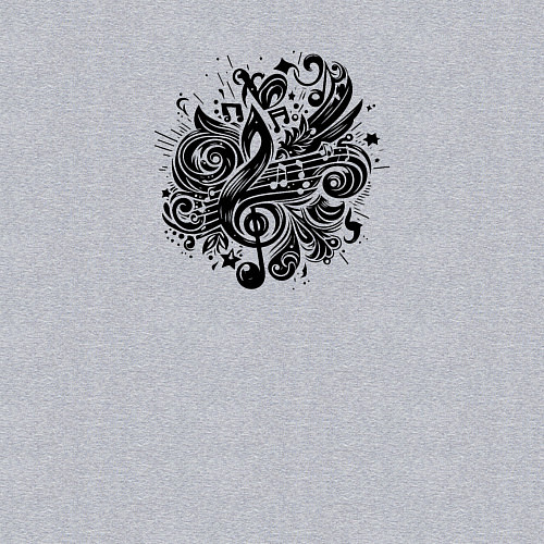 Мужской свитшот Орнамент со скрипичным ключом тату стиль / Меланж – фото 3