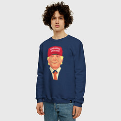 Свитшот хлопковый мужской Trump - America, цвет: тёмно-синий — фото 2