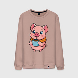 Мужской свитшот Поросенок пьет кофе