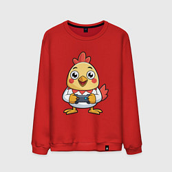Свитшот хлопковый мужской Цыпленок геймер, цвет: красный