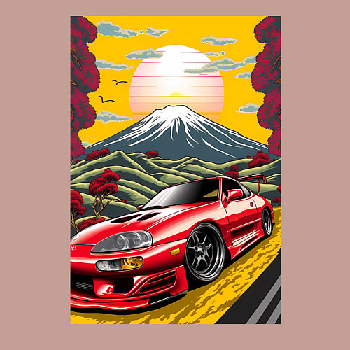 Мужской свитшот Toyota Supra jdm автомобиль / Пыльно-розовый – фото 3