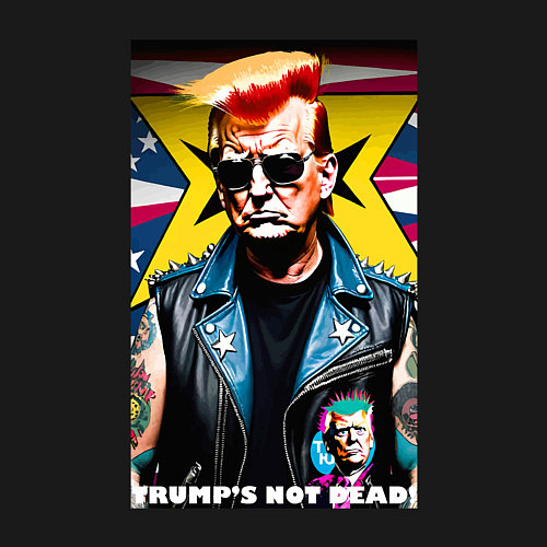 Мужской свитшот Trumps not dead - ai punk art / Черный – фото 3