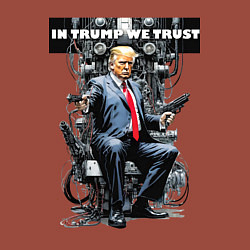 Свитшот хлопковый мужской Trump with two pistols - cyberpunk, цвет: кирпичный — фото 2