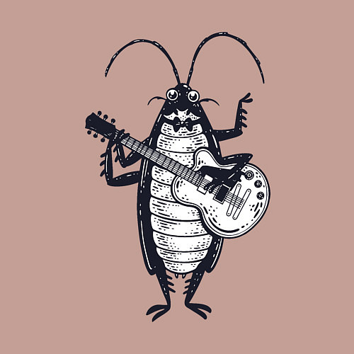 Мужской свитшот Таракан гитарист / Пыльно-розовый – фото 3