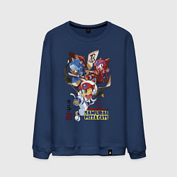 Свитшот хлопковый мужской Samurai pizza cats, цвет: тёмно-синий