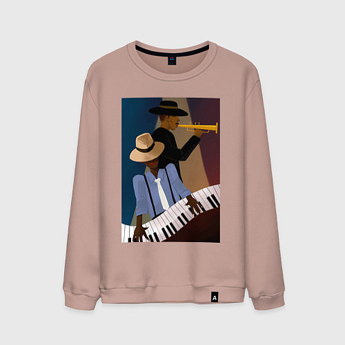 Мужской свитшот Музыкант джаз / Пыльно-розовый – фото 1