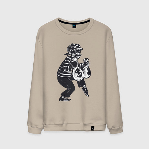 Мужской свитшот Вор с мешками денег / Миндальный – фото 1