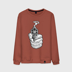 Свитшот хлопковый мужской Дымящийся пистолет, цвет: кирпичный