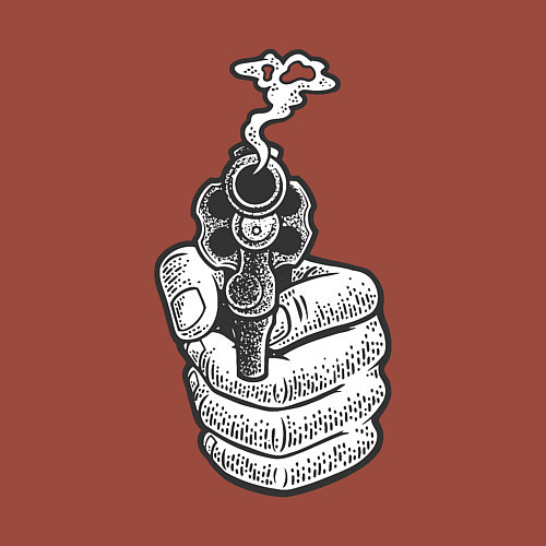 Мужской свитшот Дымящийся пистолет / Кирпичный – фото 3