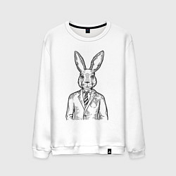 Свитшот хлопковый мужской Кролик в костюме, цвет: белый