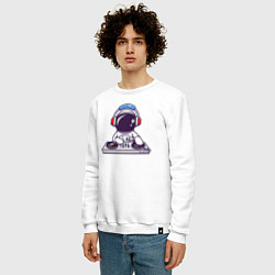 Свитшот хлопковый мужской Космонавт диджей, цвет: белый — фото 2