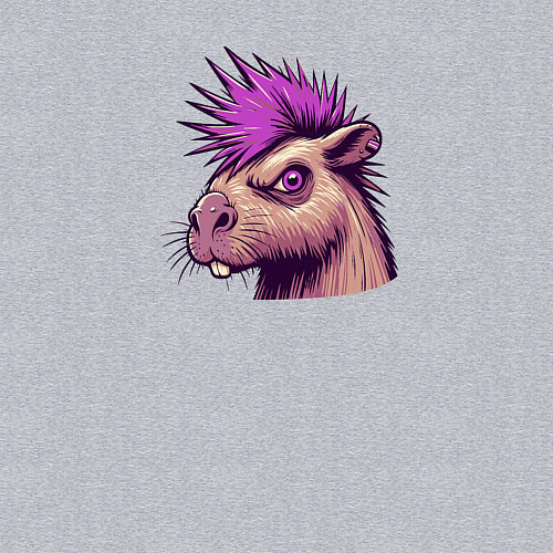 Мужской свитшот Панк капибара с ирокезом / Меланж – фото 3