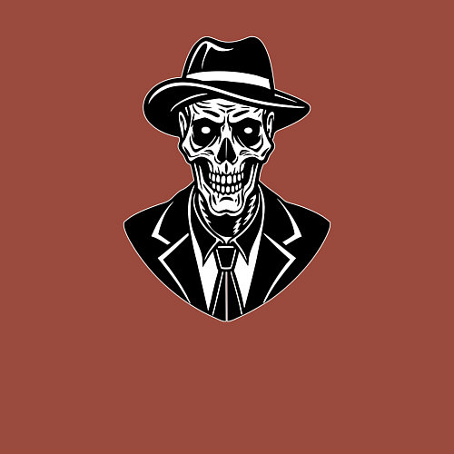 Мужской свитшот Гуль в шляпе и костюме / Кирпичный – фото 3