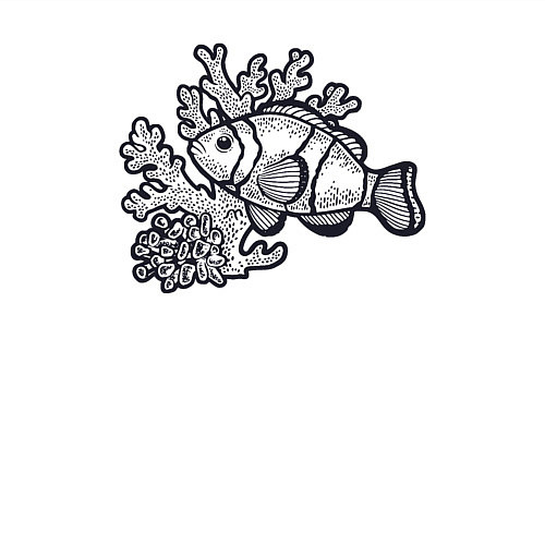 Мужской свитшот Рыбка и кораллы / Белый – фото 3