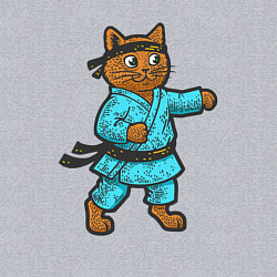 Свитшот хлопковый мужской Кот каратист, цвет: меланж — фото 2