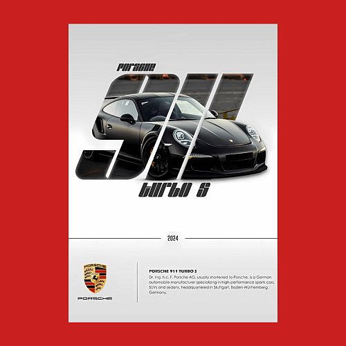 Мужской свитшот Porsche 911 стильный автомобиль / Красный – фото 3