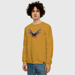 Свитшот хлопковый мужской Орёл Америки, цвет: горчичный — фото 2