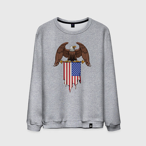 Мужской свитшот Орёл с американским флагом / Меланж – фото 1