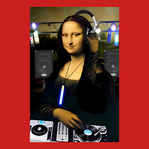 Мужской свитшот Мона Лиза диджей / Красный – фото 3