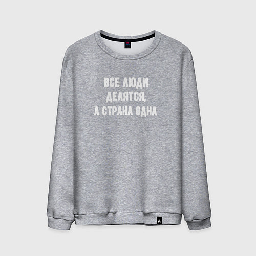 Мужской свитшот Все люди делятся страна одна / Меланж – фото 1