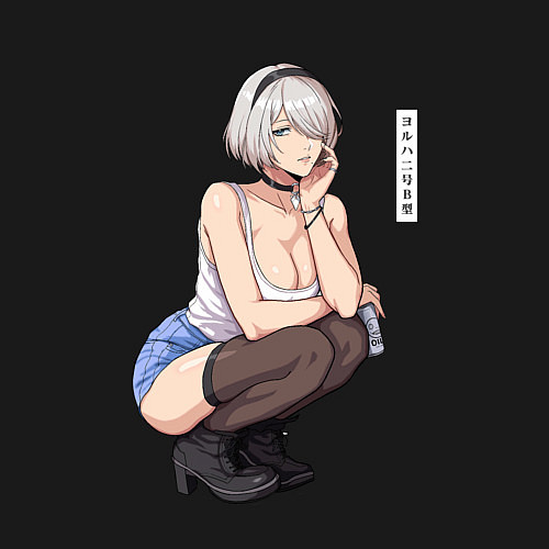 Мужской свитшот Современная 2b - Nier automata / Черный – фото 3