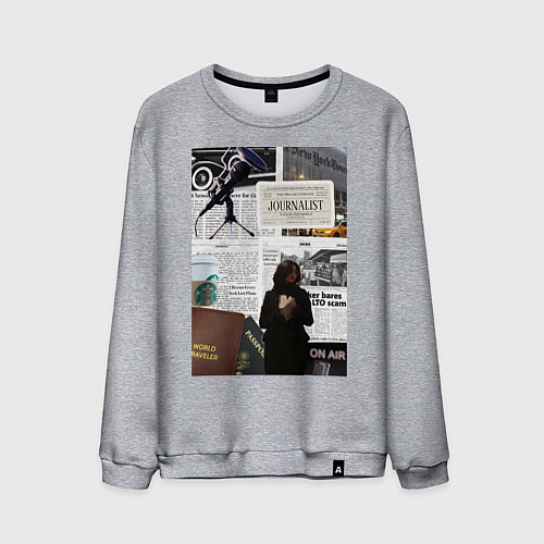 Мужской свитшот Журналист эстетика / Меланж – фото 1