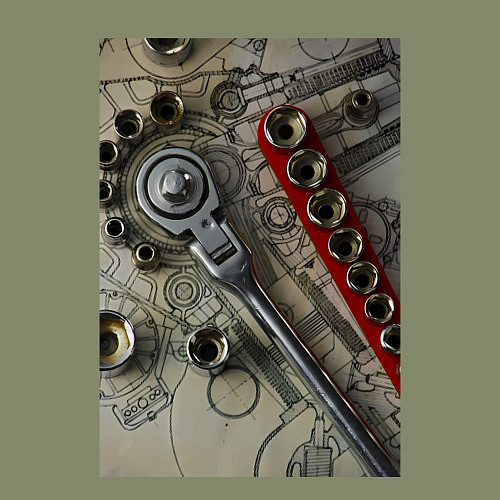 Мужской свитшот Трещотка ключ и чертеж / Авокадо – фото 3