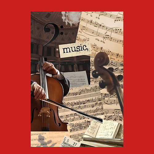 Мужской свитшот Музыка эстетика / Красный – фото 3