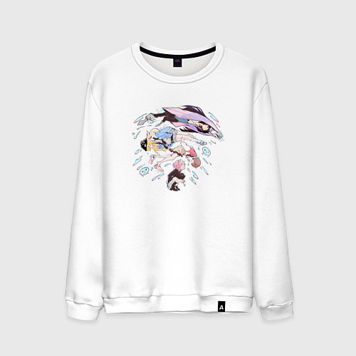 Мужской свитшот Медуза не умеет плавать в ночи / Белый – фото 1