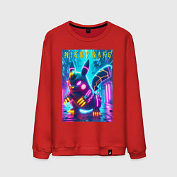 Свитшот хлопковый мужской Ужасный Пикачу - ночной кошмар, цвет: красный