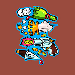 Свитшот хлопковый мужской Пистолет кастет и нож, цвет: кирпичный — фото 2