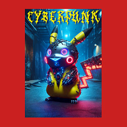 Свитшот хлопковый мужской Cyberpunk - cool Pikachu neon glow, цвет: красный — фото 2