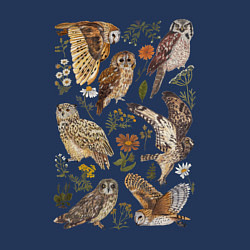 Свитшот хлопковый мужской Разные совы и цветы, цвет: тёмно-синий — фото 2