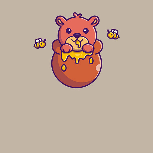 Мужской свитшот Медовый мишутка / Миндальный – фото 3