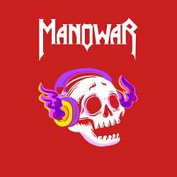 Свитшот хлопковый мужской Manowar - неоновый череп, цвет: красный — фото 2