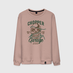 Свитшот хлопковый мужской Череп с цепями,Chopper garage, цвет: пыльно-розовый