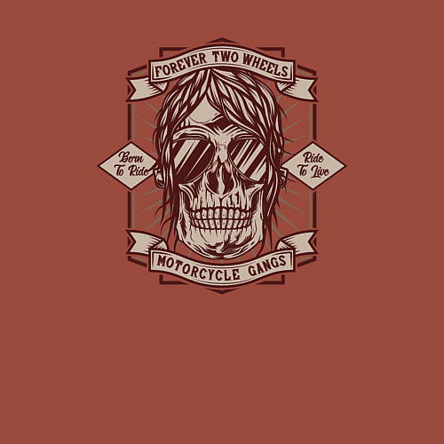 Мужской свитшот Череп байкер в очках / Кирпичный – фото 3