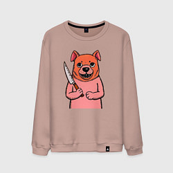 Мужской свитшот Бульдог с красной мордой и ножом