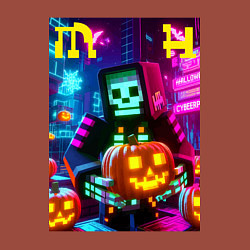 Свитшот хлопковый мужской Minecraft and halloween collaboration - ai art, цвет: кирпичный — фото 2