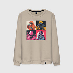 Свитшот хлопковый мужской Киборг рэперы, цвет: миндальный