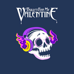 Свитшот хлопковый мужской Bullet For My Valentine - неоновый череп, цвет: тёмно-синий — фото 2
