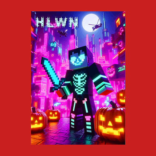 Мужской свитшот Minecraft and halloween - collaboration fantasy / Красный – фото 3