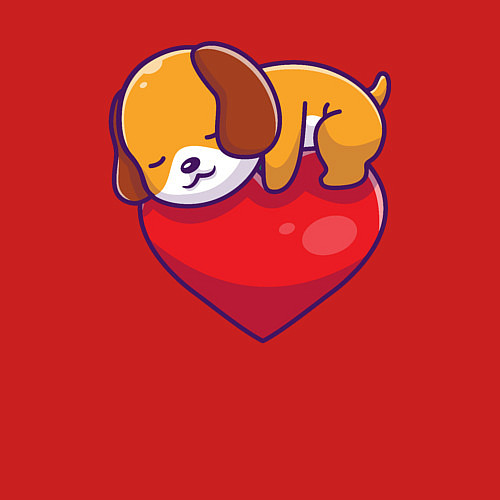 Мужской свитшот Собачка обнимает сердце / Красный – фото 3