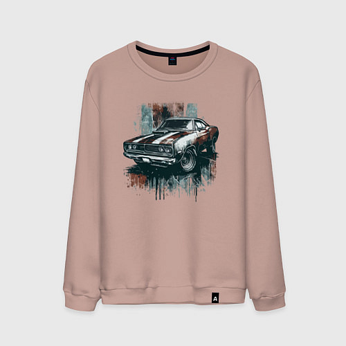 Мужской свитшот Автомобиль - маслкар / Пыльно-розовый – фото 1